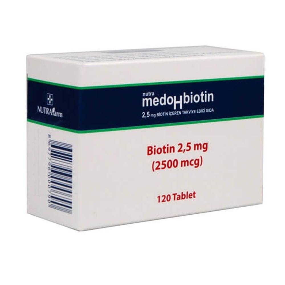 Dermoskin Medohbiotin Biotin 2.5mg Tablets - 120 Count Dietary Supplement for Hair, Skin, and Nail Health