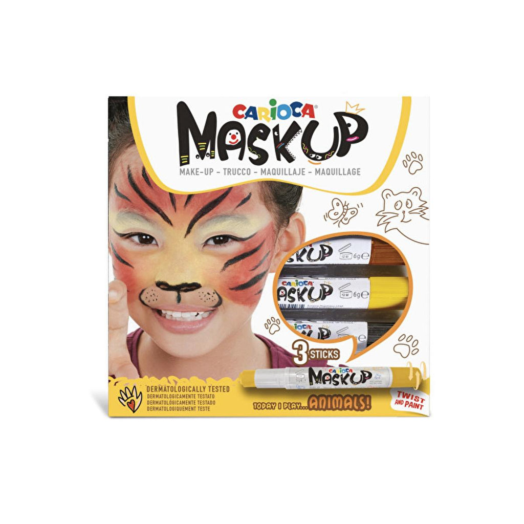 Carioca Non-Toxic Face Paint for Kids - 3 Colors, Water-Based, Dermatologically Tested