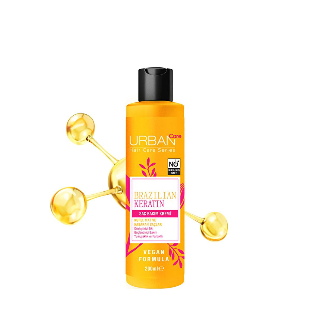Urban Care Brazilian Keratin Hair Care Cream - Vegan, SLS Free, Dermatologically Tested - 6.76 fl oz