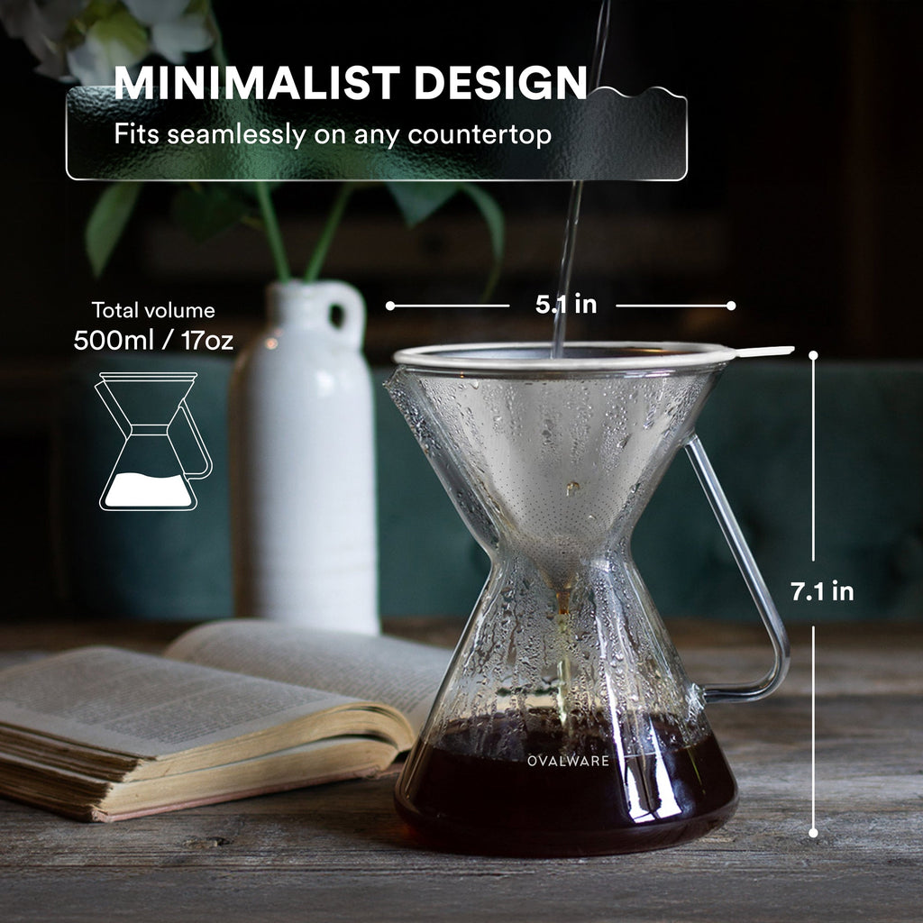 Pour Over Coffee Maker with Filter - 500ml/17oz – Ovalware, view 5