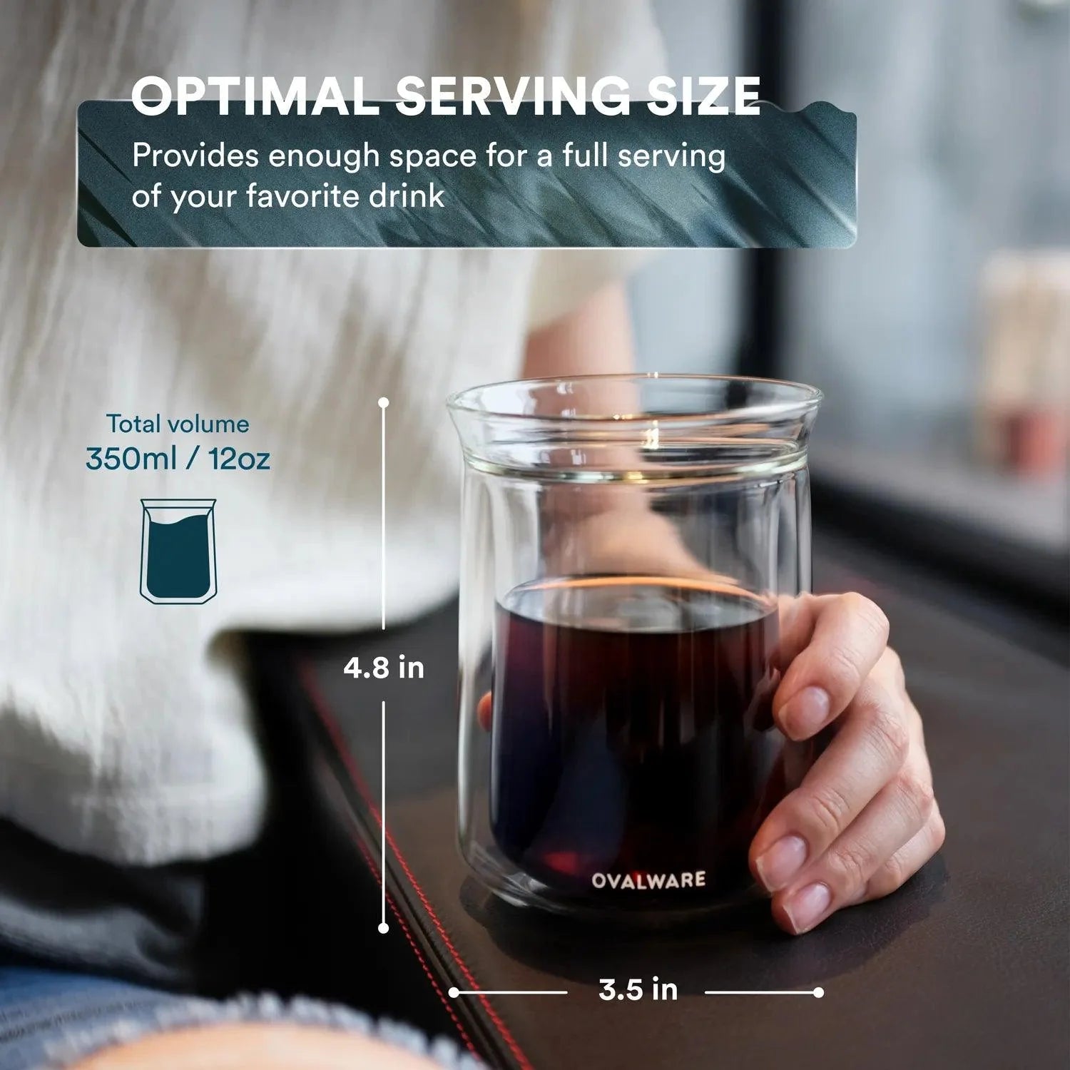 Double Wall Coffee Tasting Glass - 350mL/12oz – Ovalware, view 3