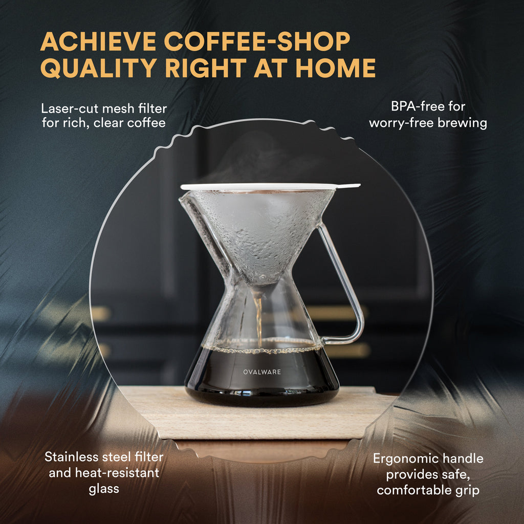 Pour Over Coffee Maker with Filter - 500ml/17oz – Ovalware, view 10