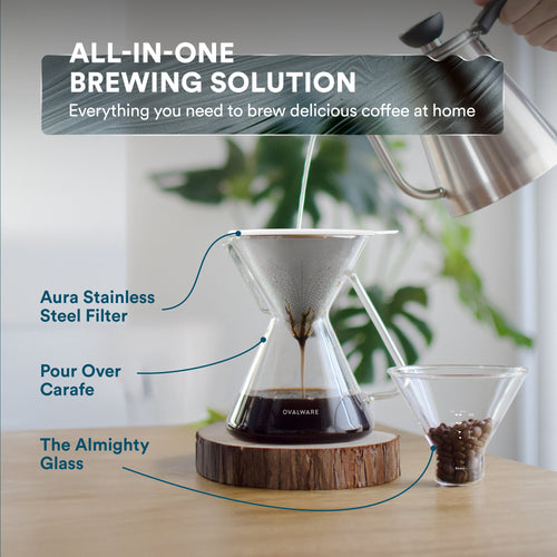 Pour Over Coffee Maker with Filter - 500ml/17oz – Ovalware, view 2