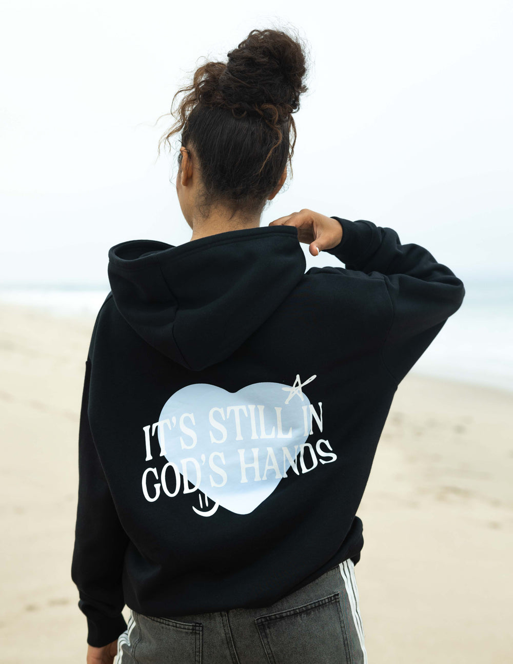 Elevated Faith In God's Hands Unisex Hoodie — detail close-up