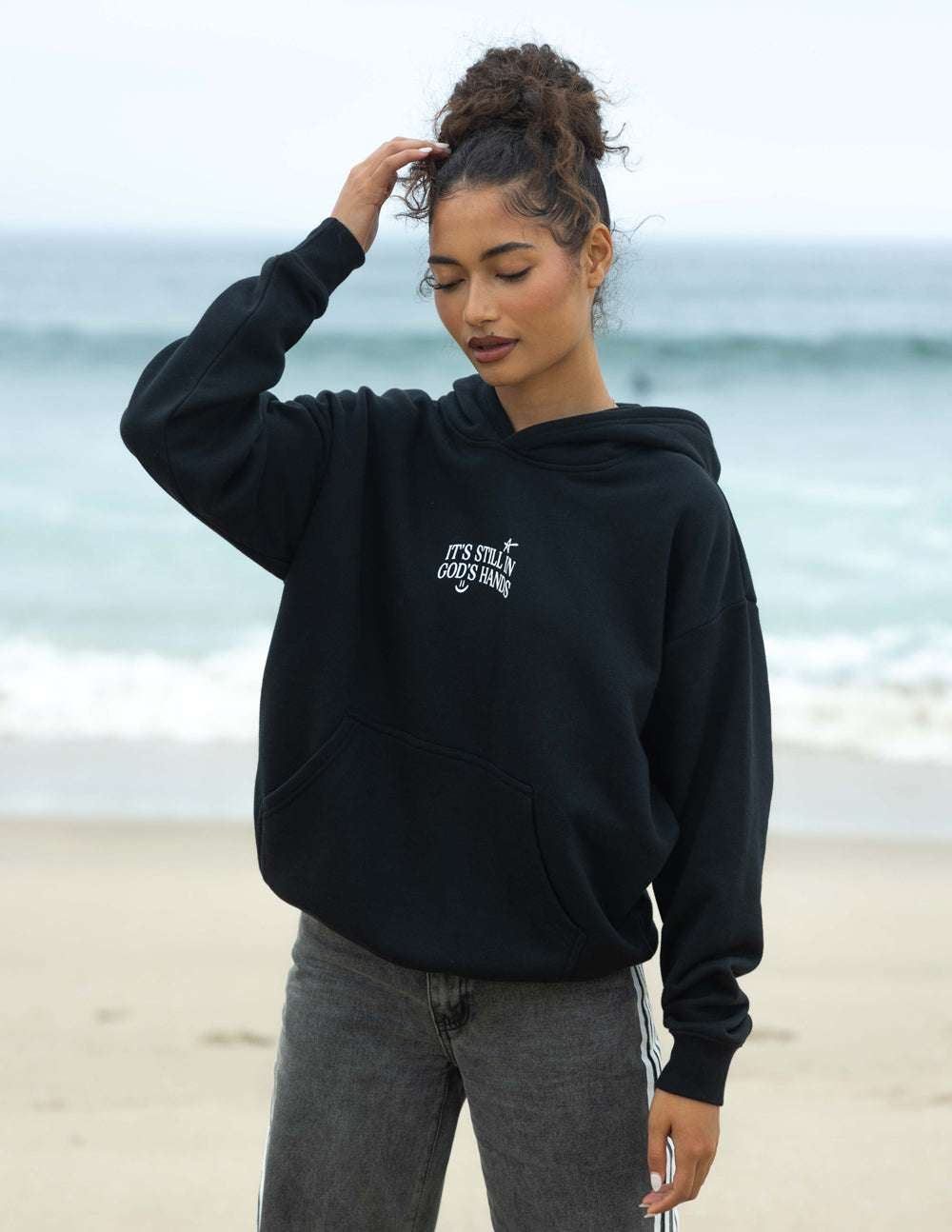 Elevated Faith In God's Hands Unisex Hoodie — side view
