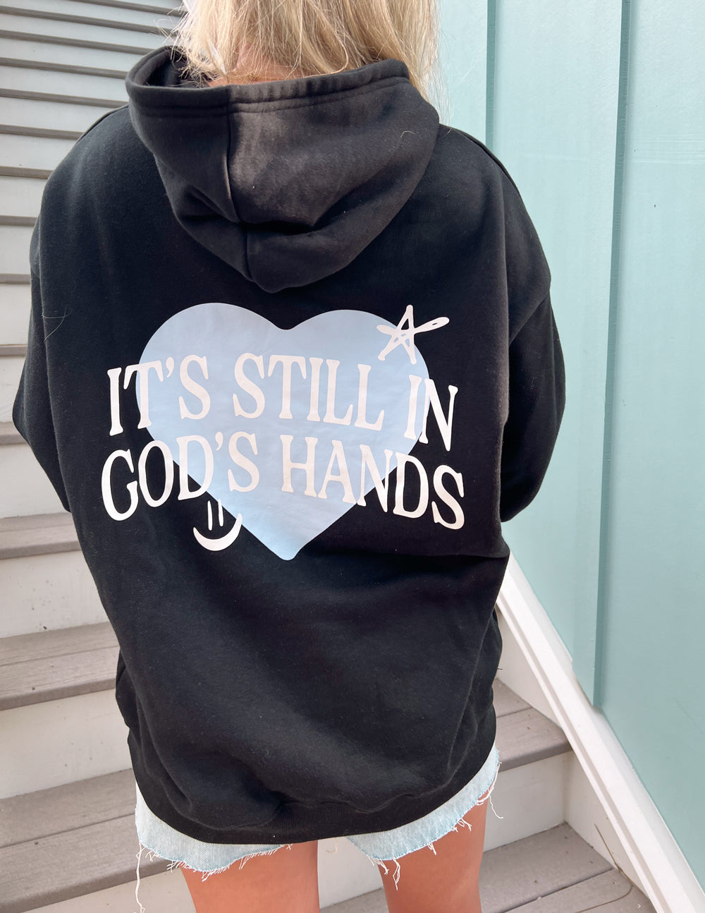 Elevated Faith In God's Hands Unisex Hoodie — back view