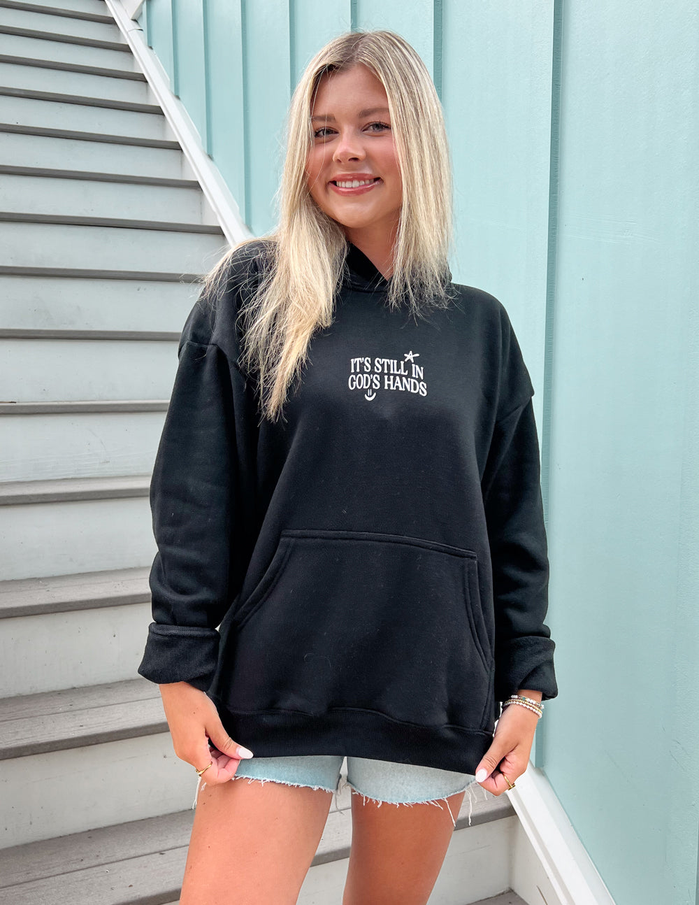 Elevated Faith In God's Hands Unisex Hoodie — alternative angle