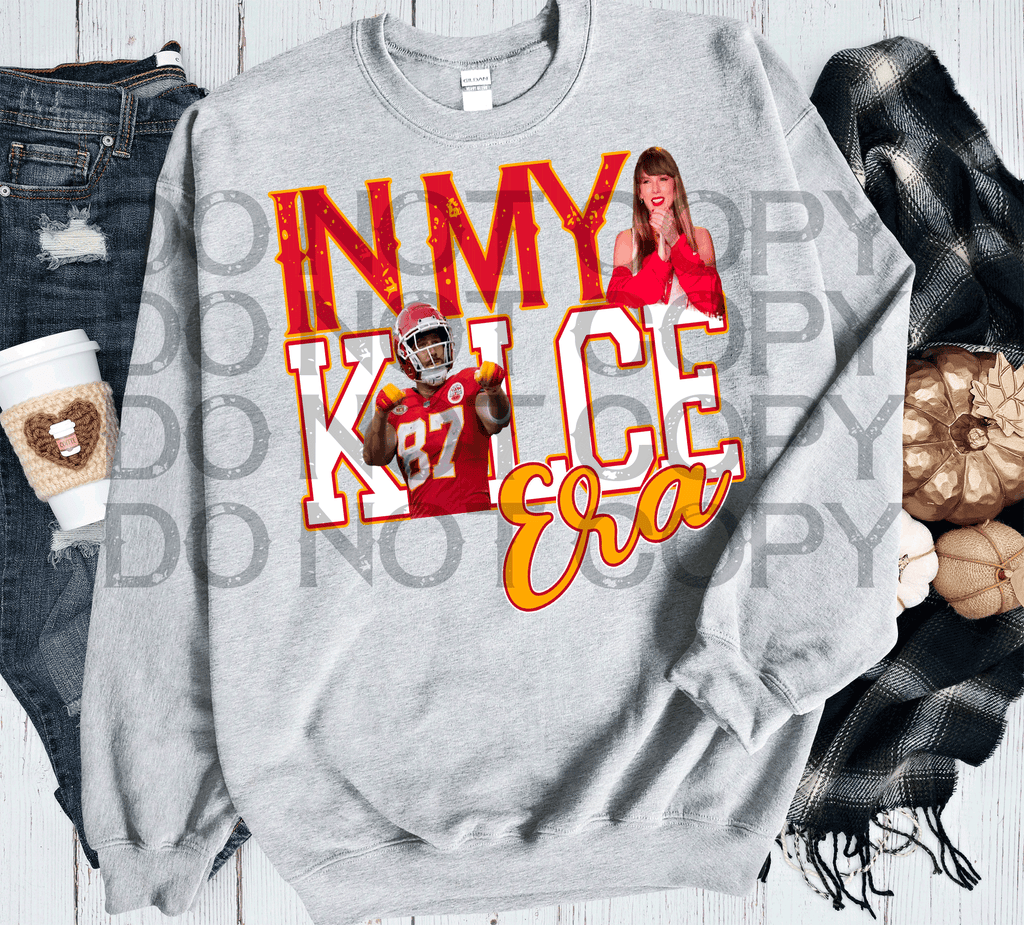 A Blessed Texas Mess Boutique In my Kelce Era Travis Taylor Swift Chiefs Football Swifties — A Blessed Texas Mess Boutique branding close-up