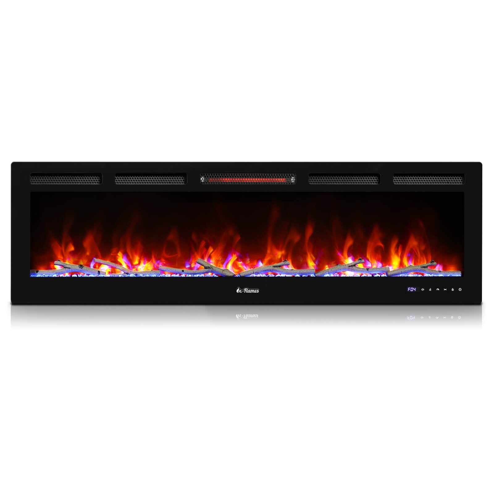 In Flames INF60W-3D WiFi Smart Wall Mounted Electric Fireplace - Tempered Glass – TURBRO, view 8
