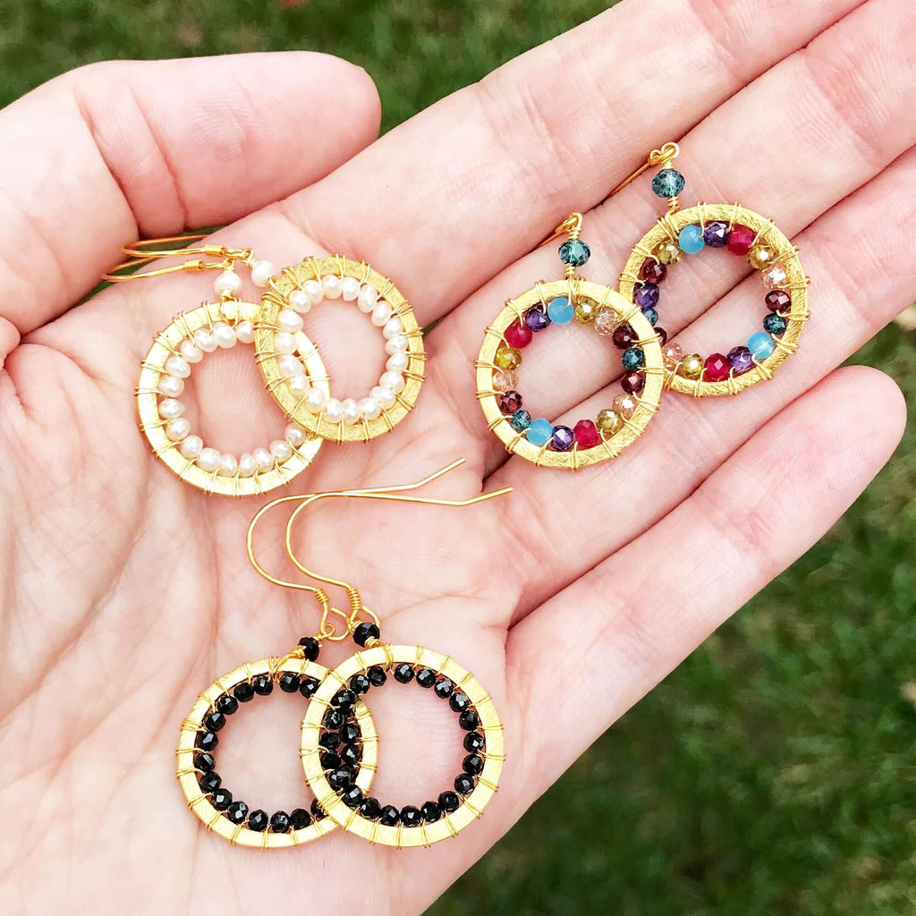 PARKEN JEWELRY Pearl Mini Halo Earrings — side view