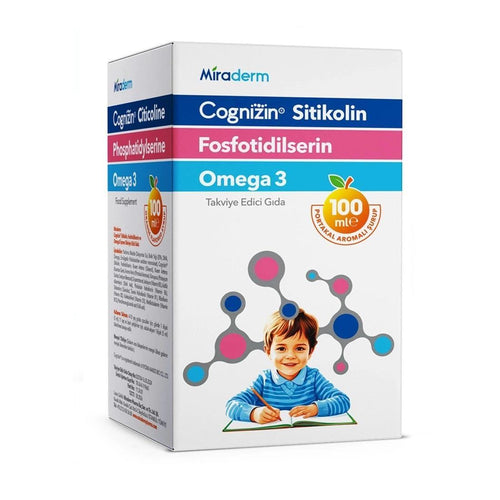 Miraderm Dietary Supplement Syrup - Omega 3, Citicoline, and B Vitamins for Cognitive Support and Brain Health