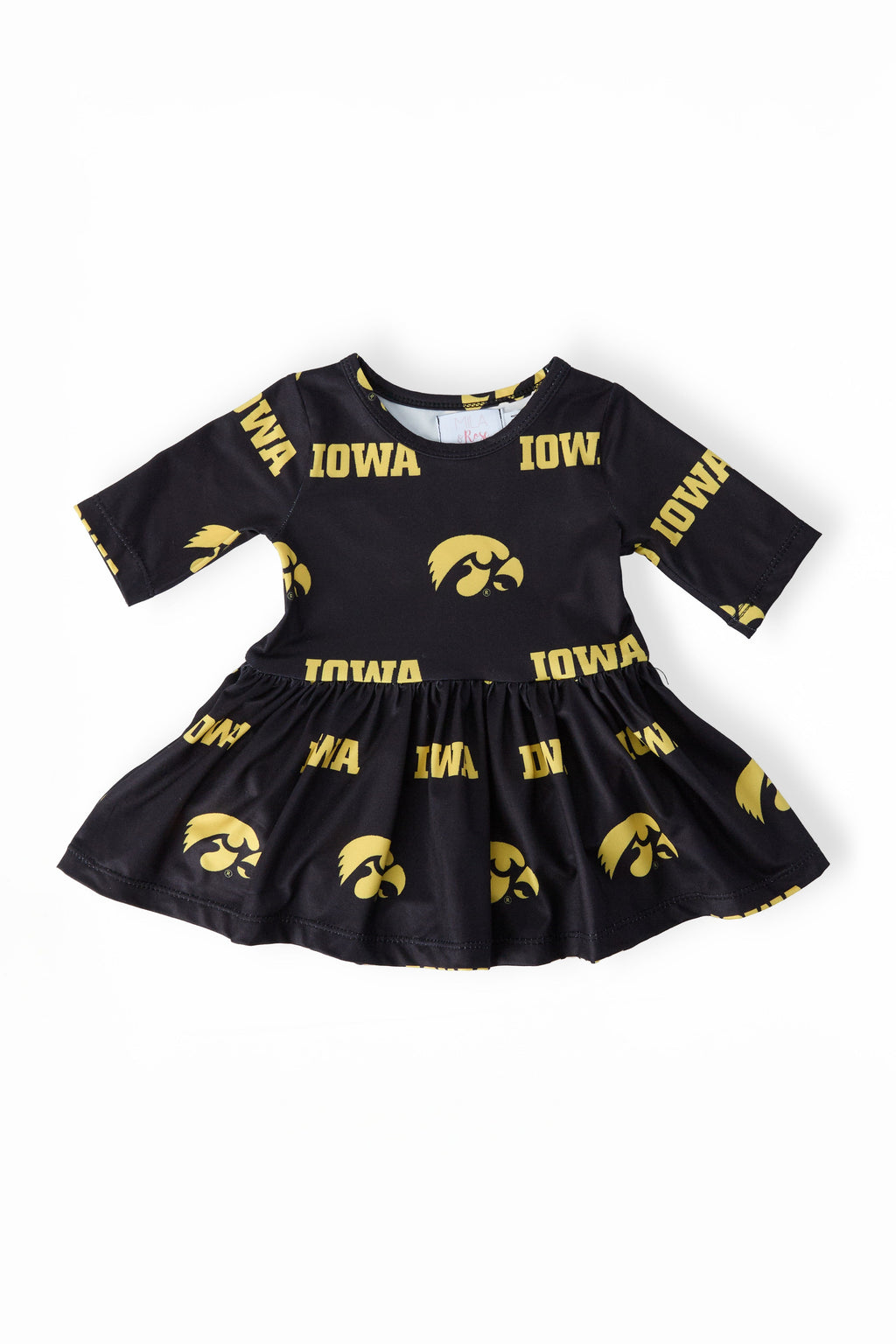 Mila & Rose ® Iowa Black Tigerhawk 3/4 Sleeve Twirl Bodysuit — main product shot