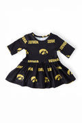 Mila & Rose ® Iowa Black Tigerhawk 3/4 Sleeve Twirl Bodysuit — main product shot