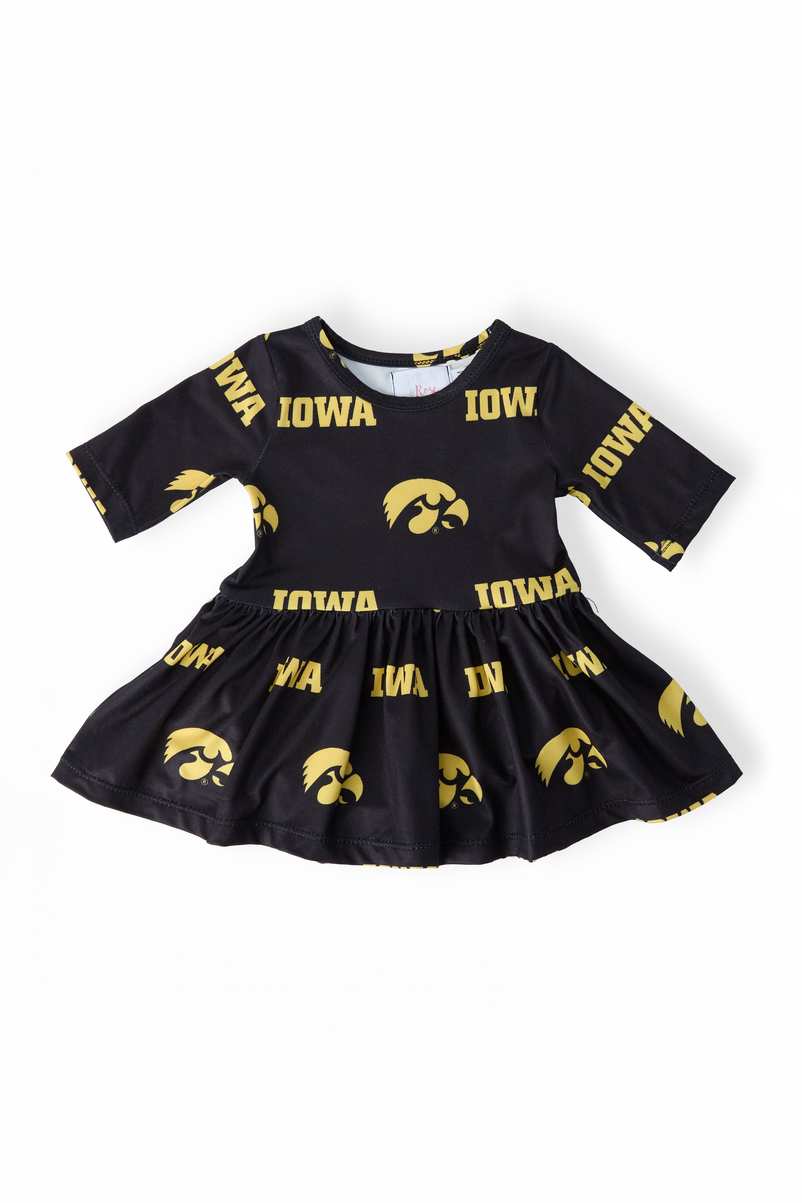 Mila & Rose ® Iowa Black Tigerhawk 3/4 Sleeve Twirl Bodysuit — main product shot