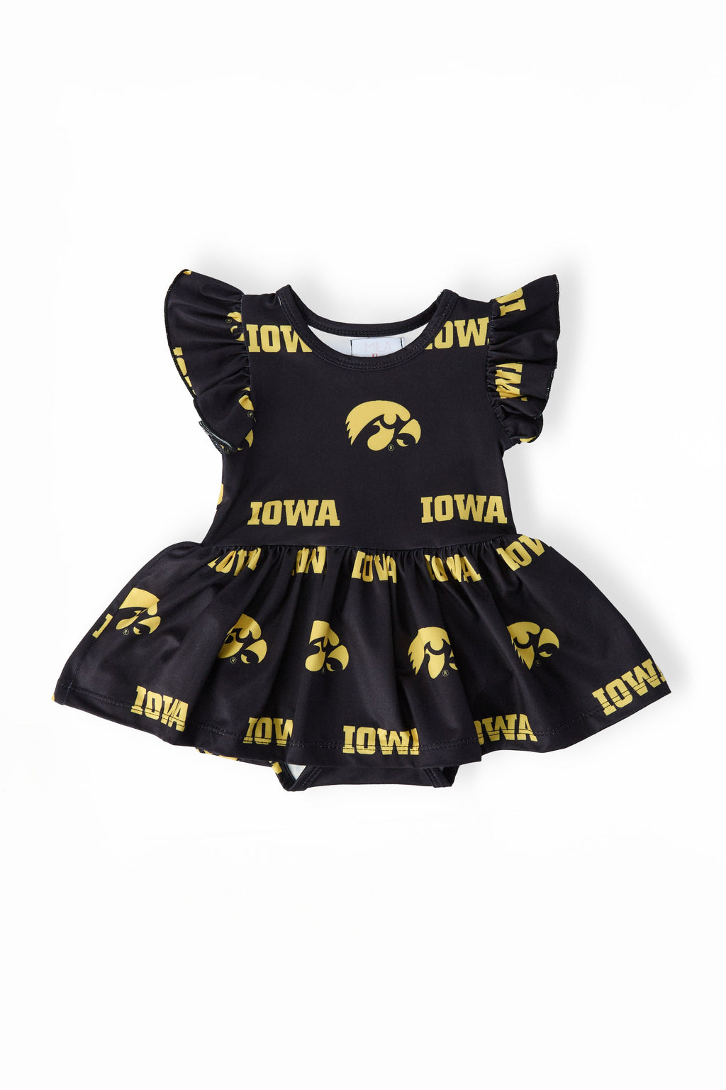 Mila & Rose ® Iowa Black Tigerhawk Flutter Twirl Bodysuit — main product shot