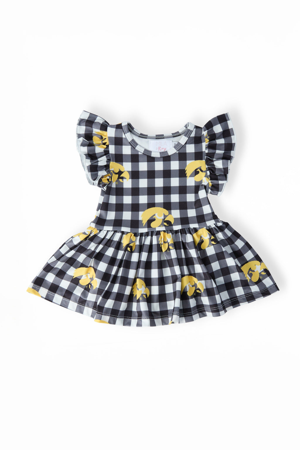 Mila & Rose ® Iowa Plaid Tigerhawk Flutter Twirl Bodysuit — main product shot