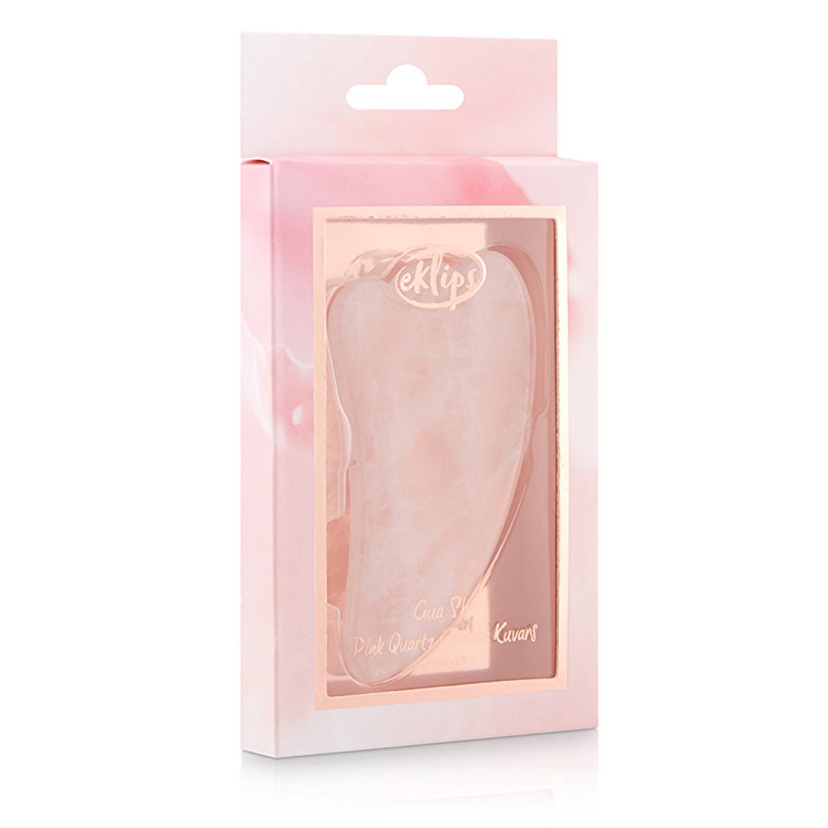 Eklips Rose Quartz Gua Sha Facial Massage Stone for Natural Skincare Routine
