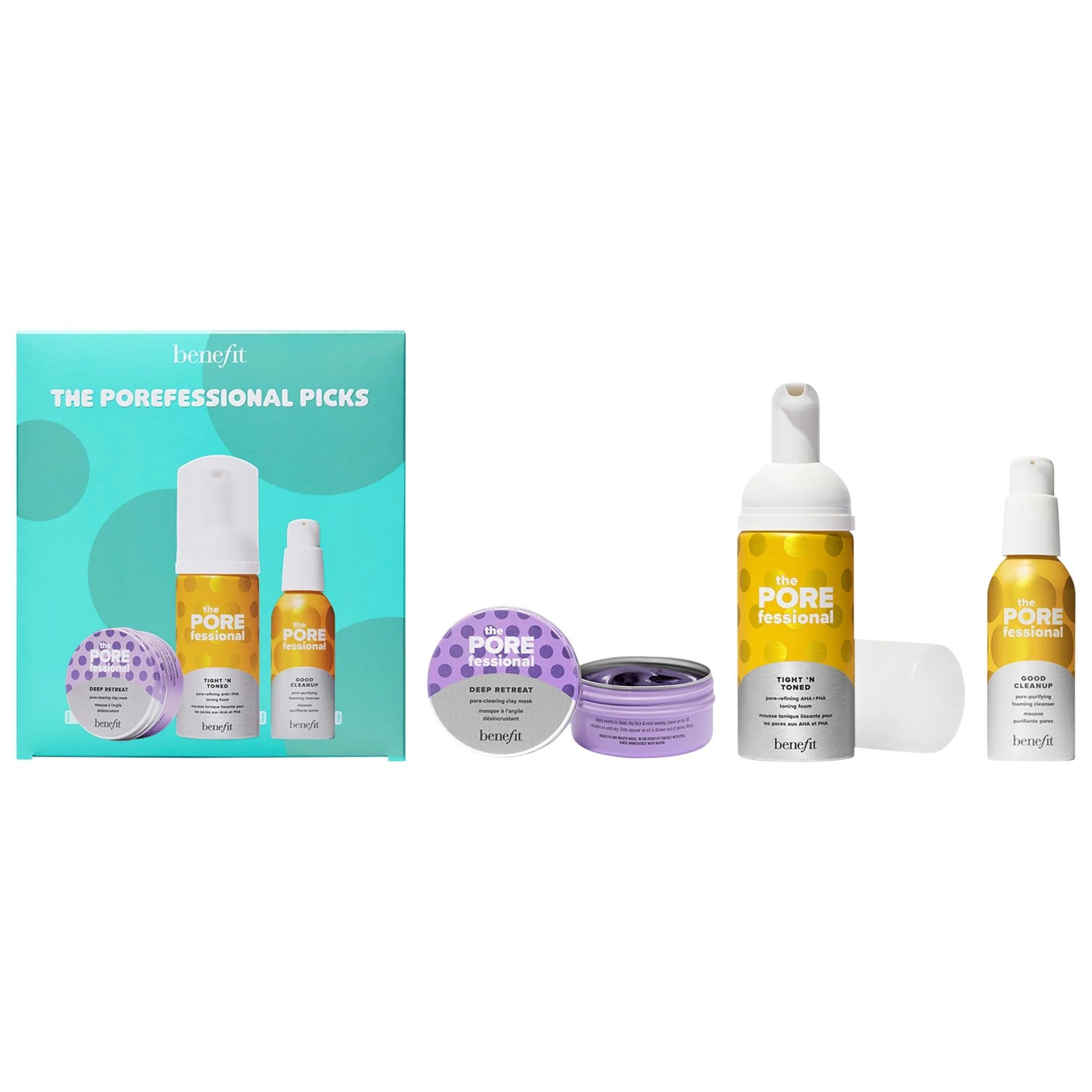 Benefit Cosmetics The POREfessional Pore Care Routine Trial Set - Mini Skincare Products for Clearer Skin, AHAs and PHAs Skincare