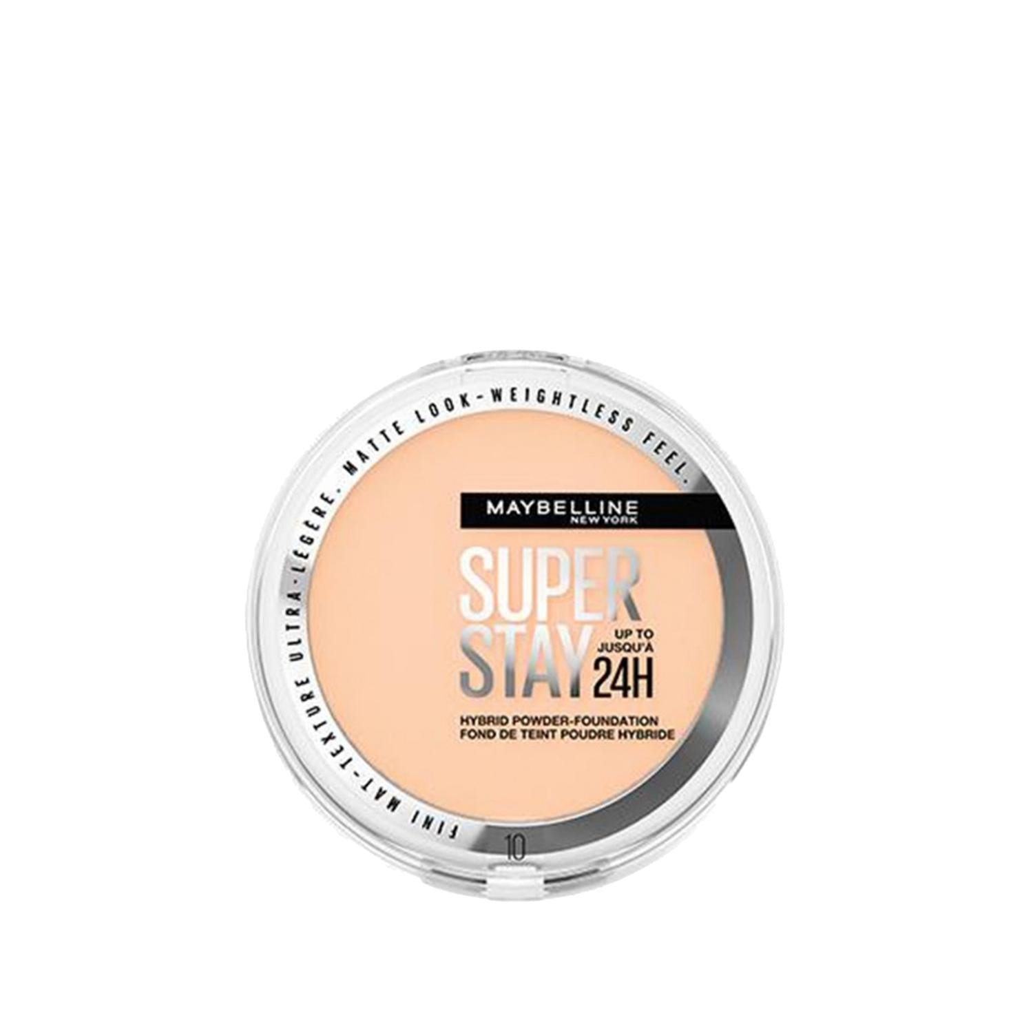 Maybelline New York Superstay Hybrid Powder Foundation - Shade 10, Long-Lasting Coverage
