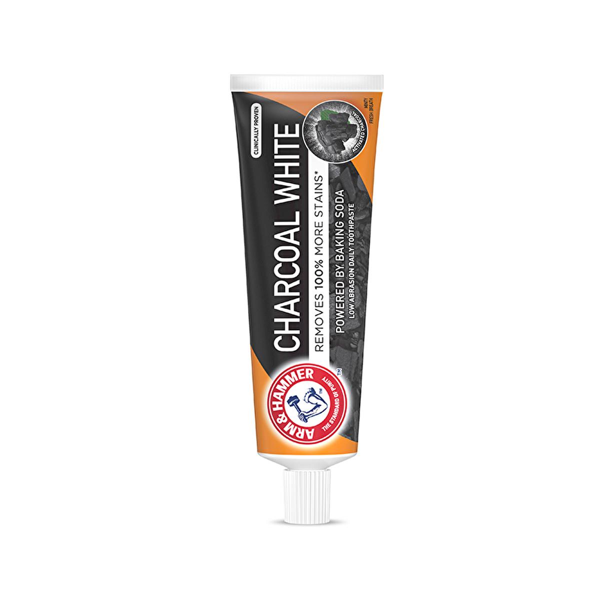 Arm & Hammer Charcoal White Toothpaste: Whiten Teeth & Remove Stains Naturally with Baking Soda - Gentle Low Abrasion Formula