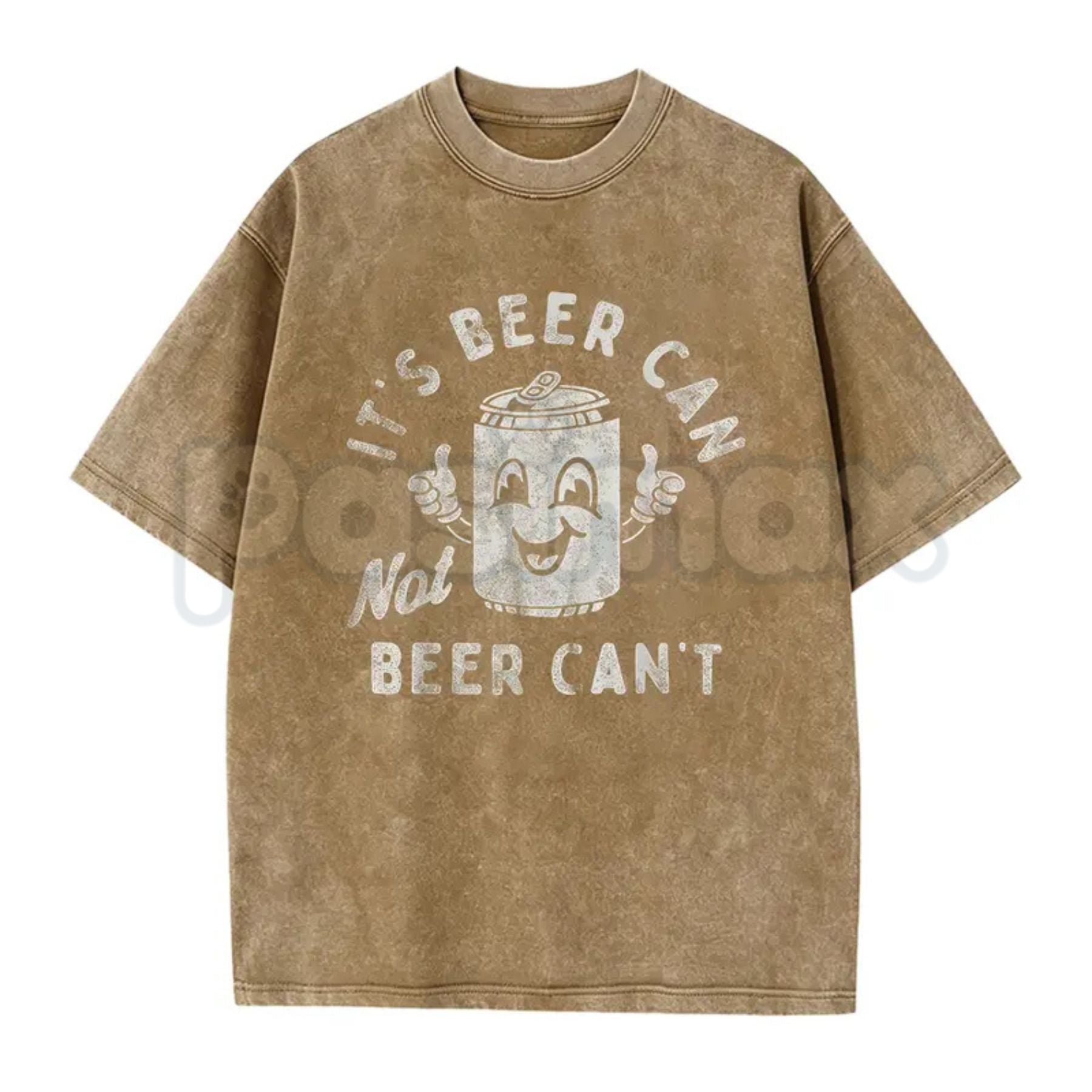It's Beer Can Not Beer Can't T-Shirt – Funny Optimistic Beer Pun Vintage Washed Tee, Humorous Lightweight Cotton Drinking Graphic Top