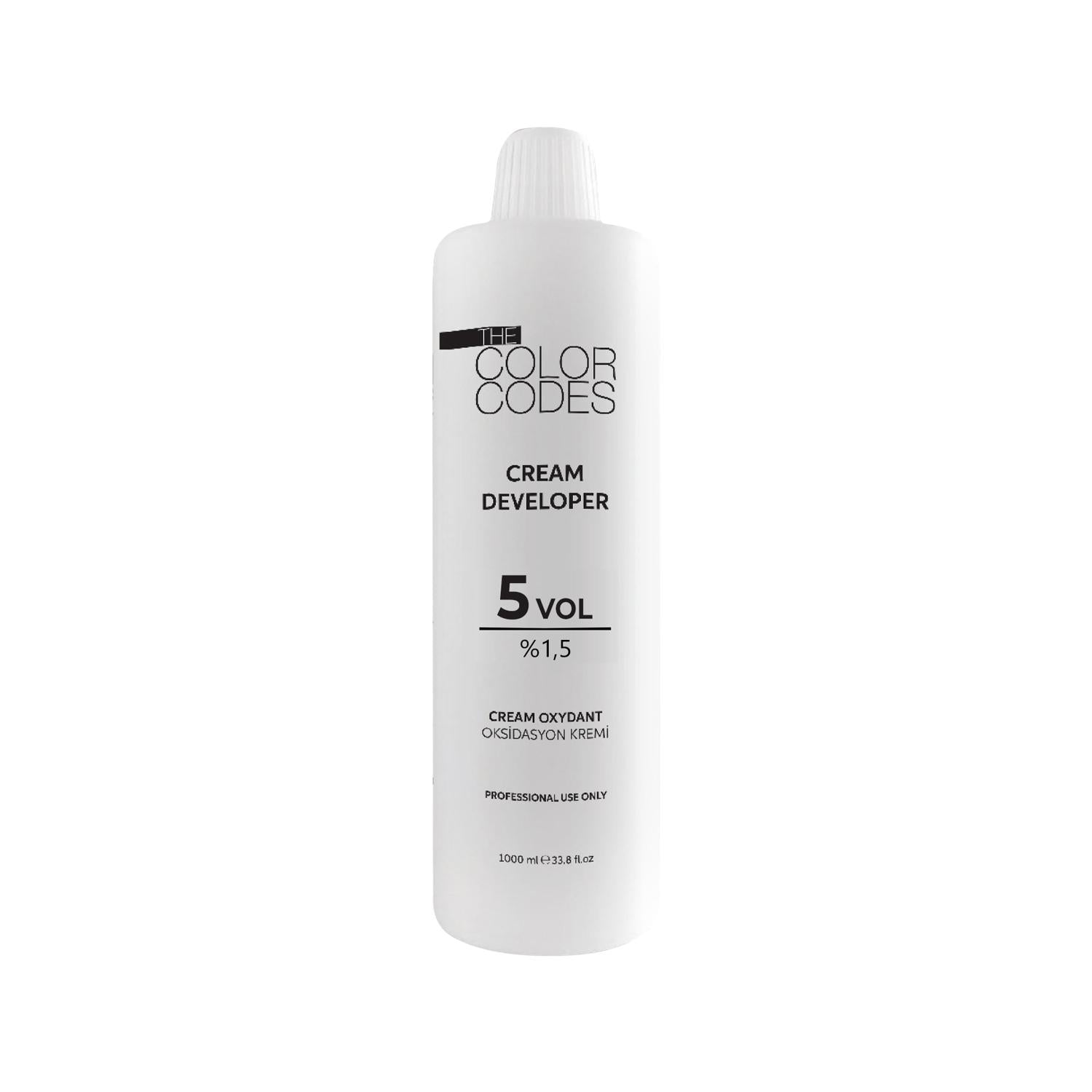 Color Codes Cream Developer 5 Vol. - Gentle 1.5% Oksidan Hair Color Activator for Minimal Damage, Professional Grade, 1000ml