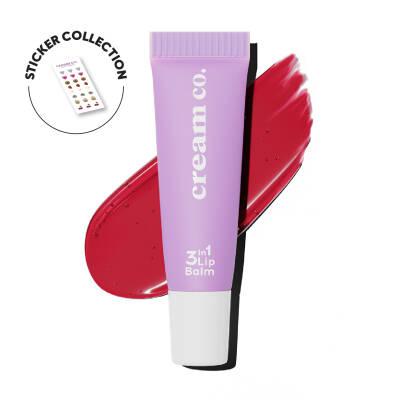 Cream Co. 3-in-1 Lip Balm Strawberry Sorbet - Natural Moisturizing Lip Care