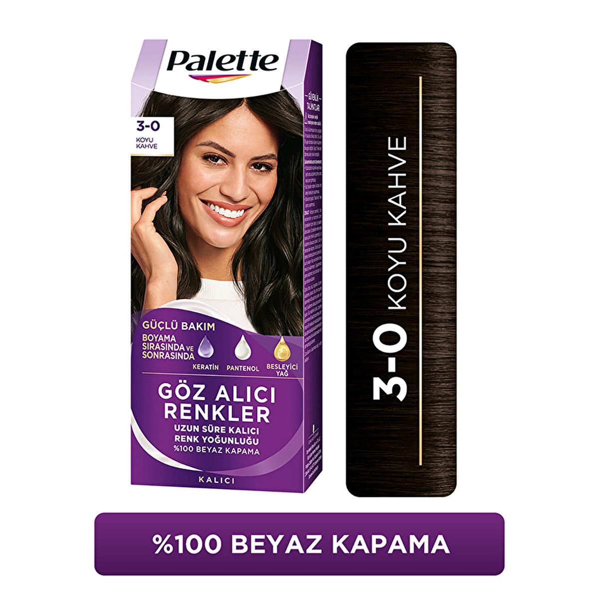Palette Hair Dye - 3-0 Dark Brown with Keratin & Nourishing Oils for Vibrant Color
