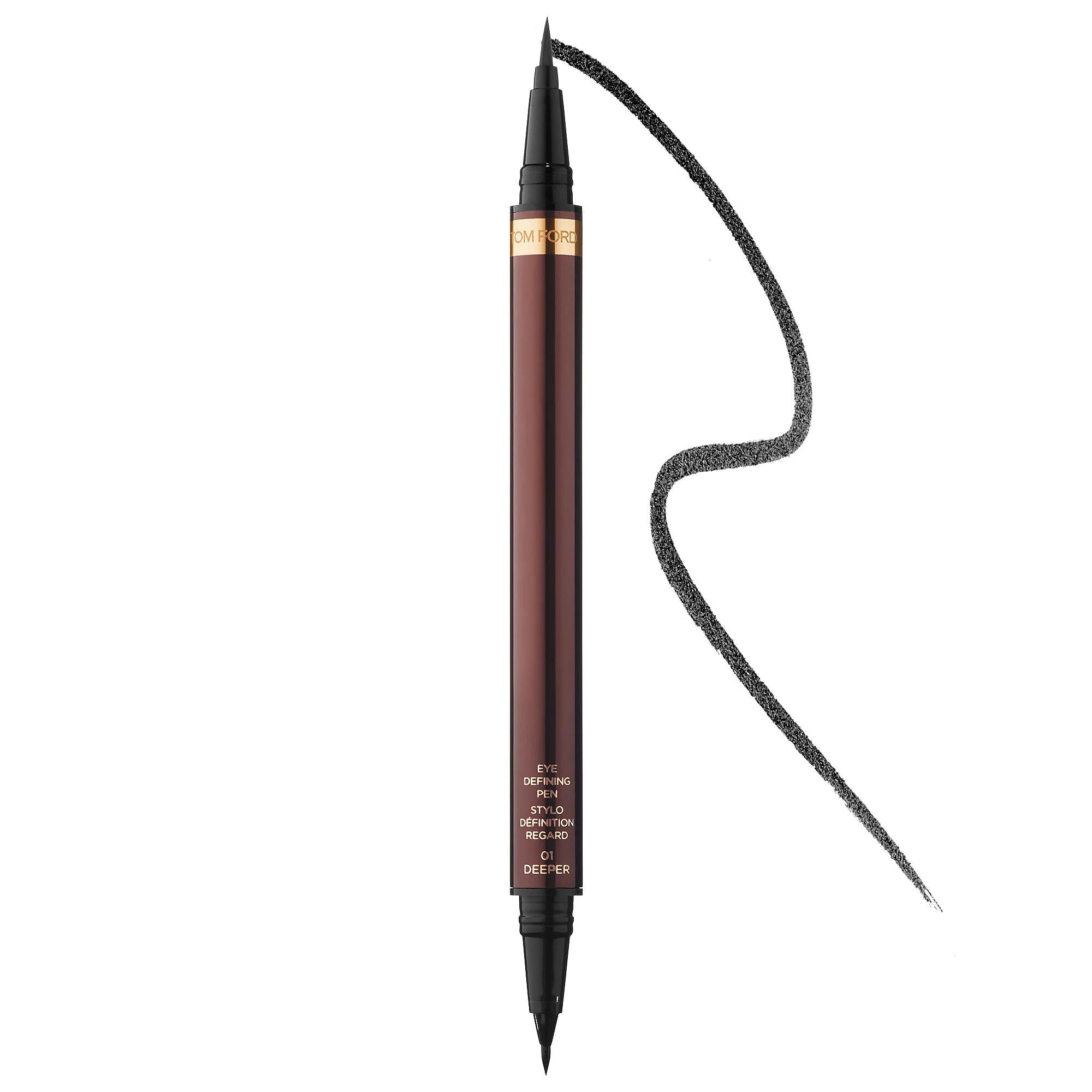 Eye Defining Pen: Dual-Ended Liquid Eyeliner - Create Bold & Precise Lines with Blackest Black, Paraben & Sulfate-Free Formula