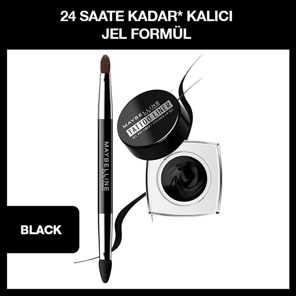 Maybelline New York Tattoo Liner: Long Lasting Smudge Proof Black Gel Eyeliner - Intense Pigment, Waterproof Formula