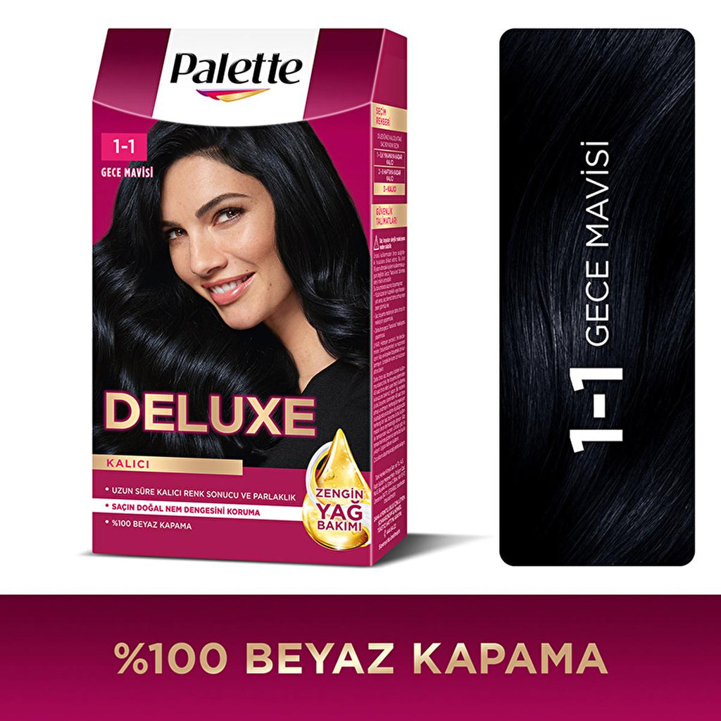 Palette Deluxe Gece Mavisi Hair Dye - Long-Lasting Vibrant Night Blue Hair Color with Nourishing Properties