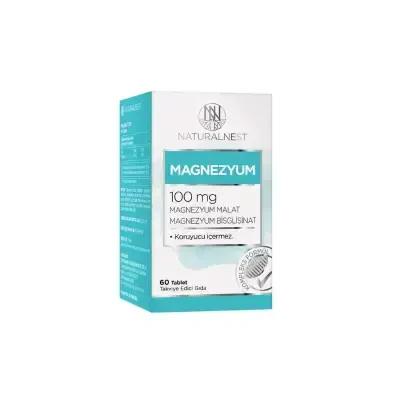 Naturalnest Magnesium Supplement 100mg - 60 Tablets | Magnesium Malate &amp; Bisglycinate