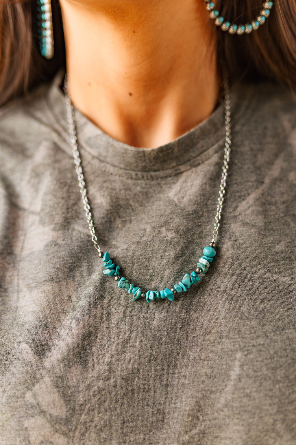Wild Junkie Authentic Turquoise Chips Chain Necklace — main product shot