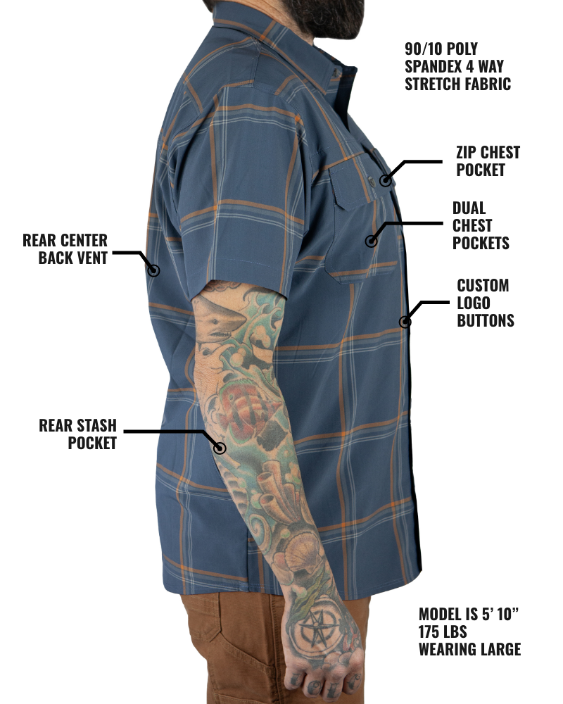 Off The Grid Surplus Jack Knife SS Shirt - Dk Gray Blue — side view