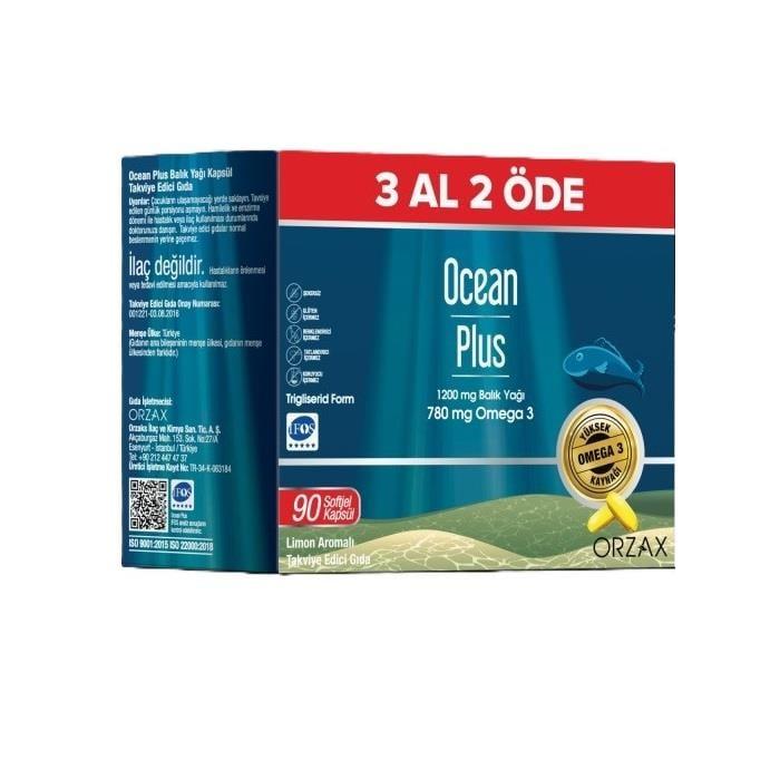 Ocean Plus Omega-3 Fish Oil - High-Dose Omega-3, Purified Fish Oil Capsules, 90 Count