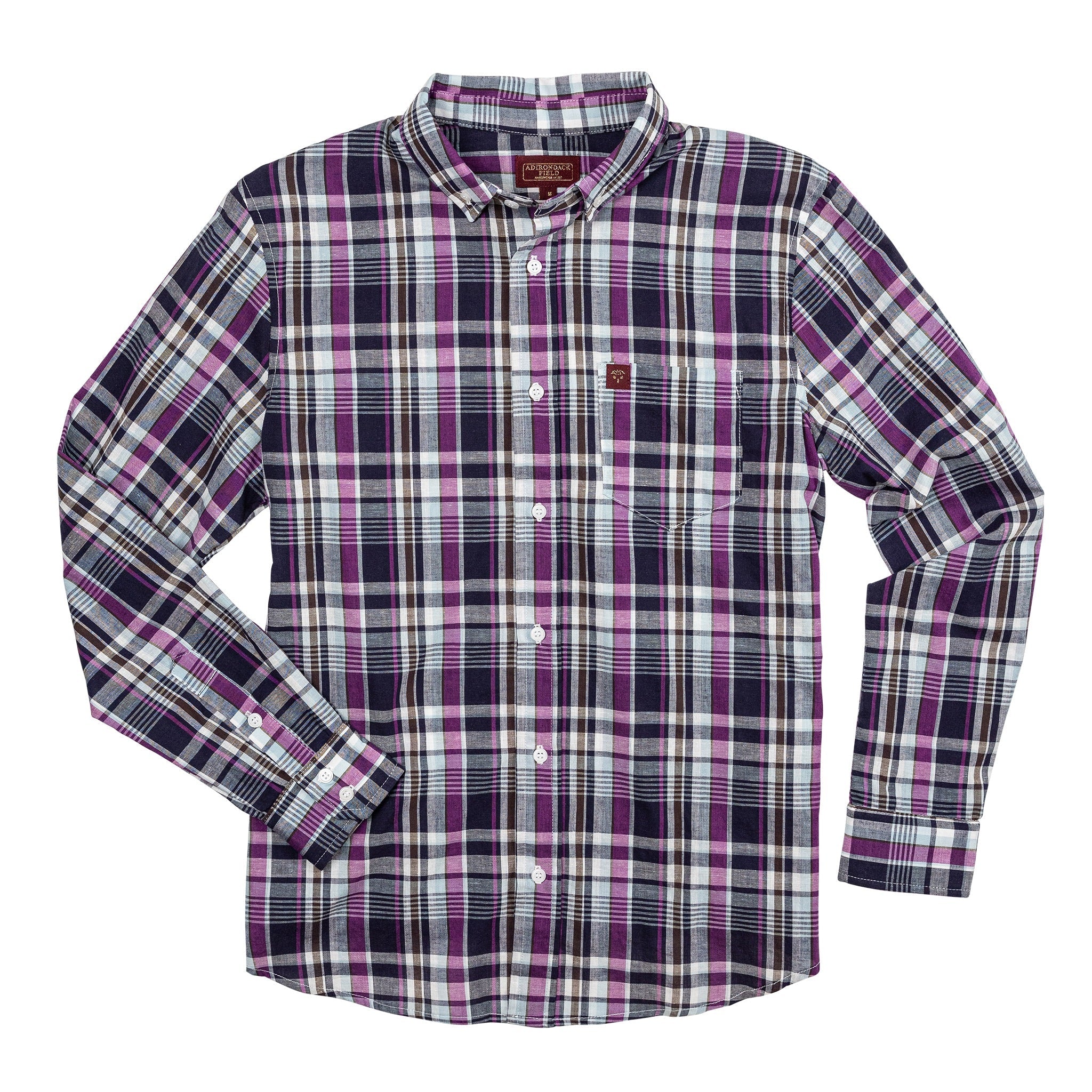 Adirondack Field Griffing Linen Blend Oxford — branding close-up