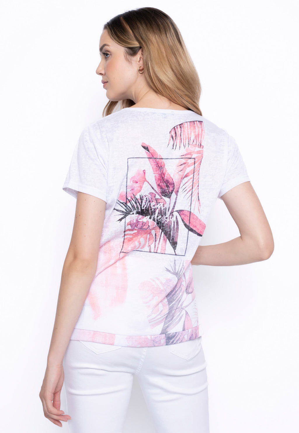 KADOU BOUTIQUE Embellished Printed T-Shirt — detail close-up