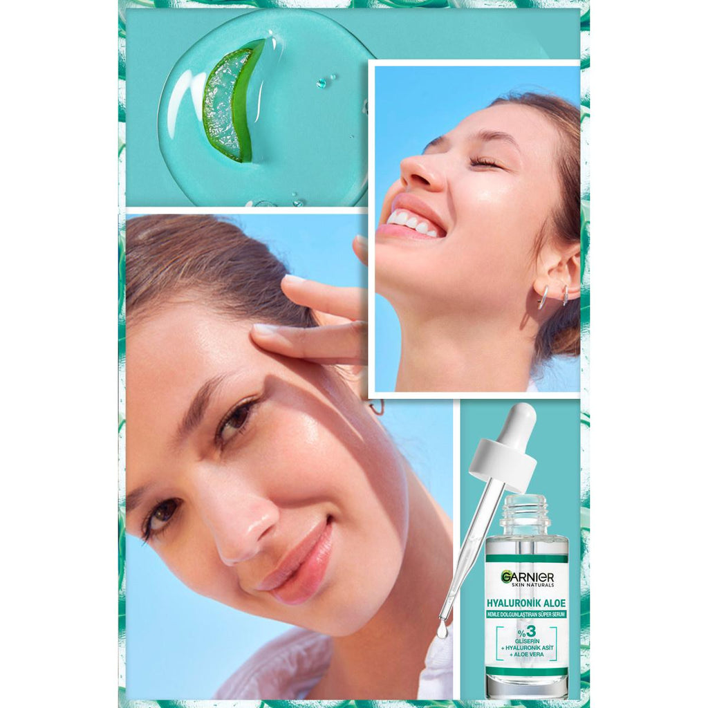 Garnier Hyaluronic Aloe Vera Hydrating Super Serum - Plump & Smooth Skin - Anti-Aging Facial Serum for All Skin Types