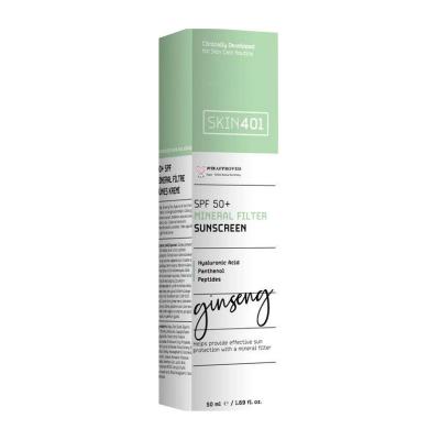 Skin401 SPF50+ Mineral Filter Sunscreen - Vegan, Cruelty-Free, Centella Asiatica Extract - 1.69 fl oz