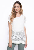 KADOU BOUTIQUE Open Knit V-Neck Top — detail close-up