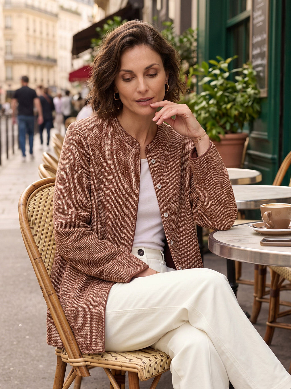 Linen Yarn Dyed Check Piped Long Sleeve Shirt AMARANTA