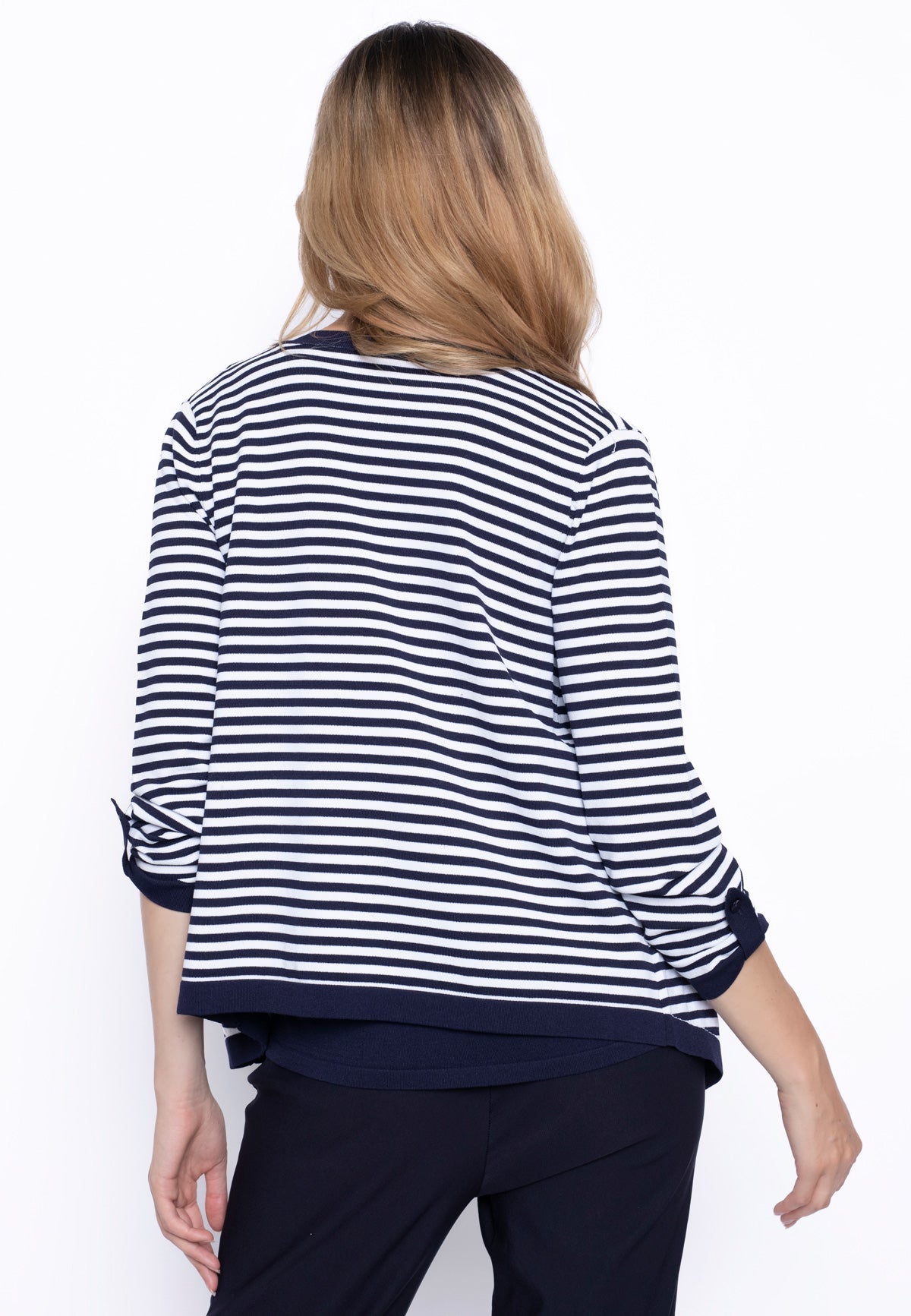 KADOU BOUTIQUE Open Front Stripe Jacket — back view