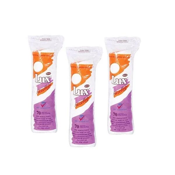 Lux Disk Makeup Removal Cotton Pads - 3x70 Pack - Gentle Skin Cleansing, Efficient Remover, Disposable Cotton Rounds for Face