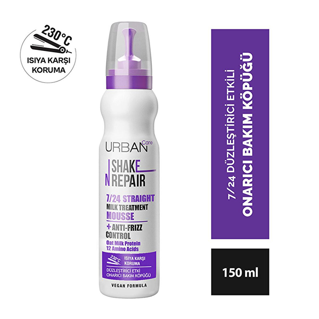 Urban Care Shake N Repair Hair Smoothing Foam - Vegan, Heat Protectant, Dermatologically Tested