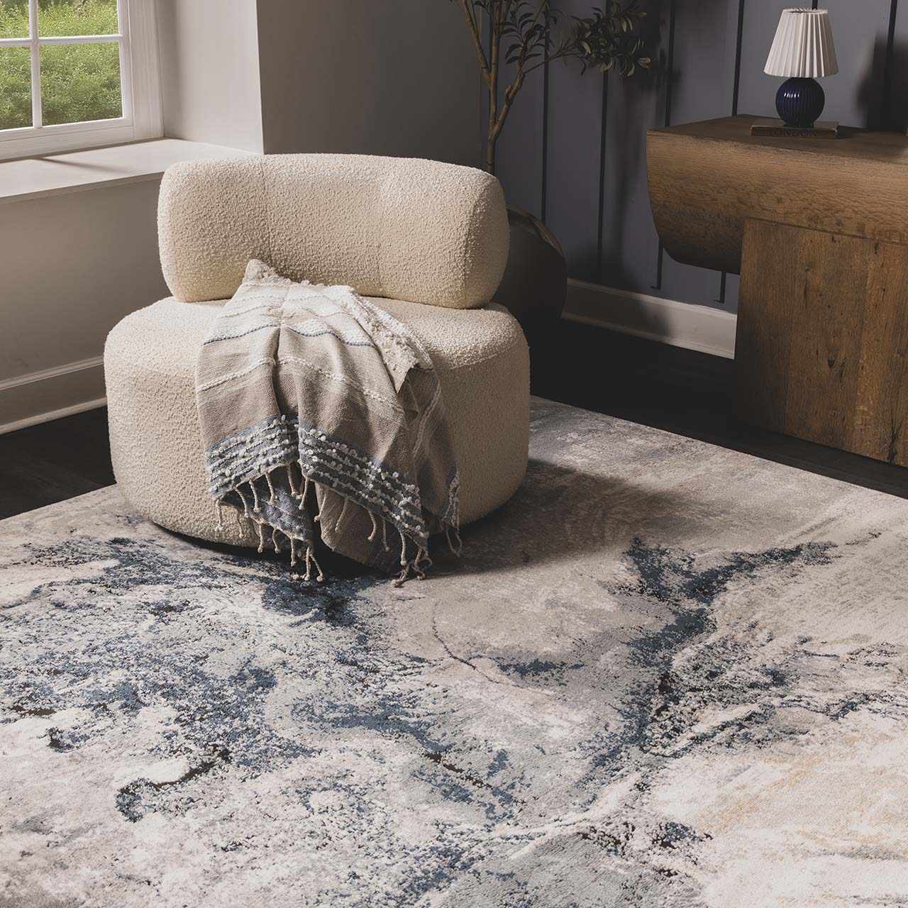 Kirkland Dark Blue Marble Rug – Boutique Rugs, view 18