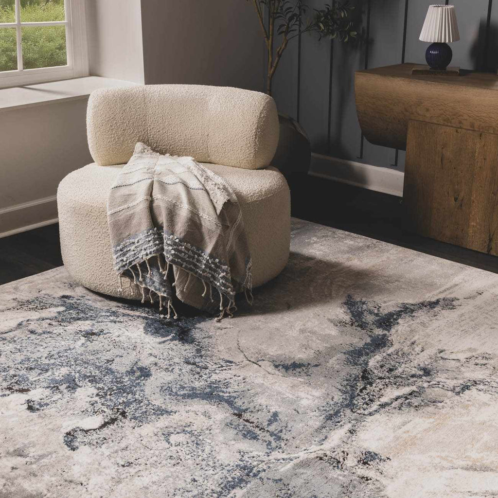 Kirkland Dark Blue Marble Rug – Boutique Rugs, view 3