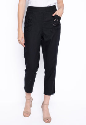 Eyelet Pull-On Straight Leg Pants by Picadilly