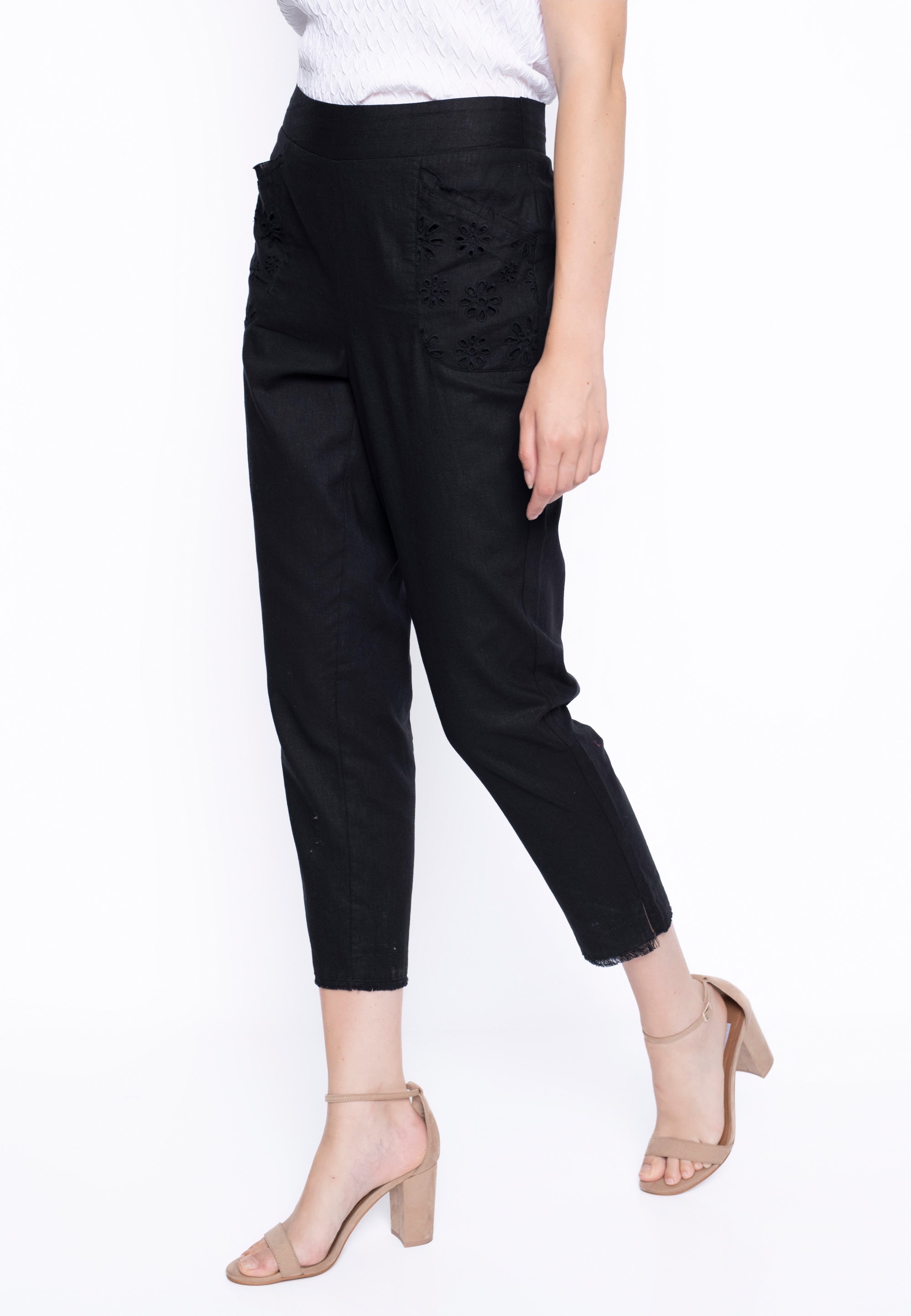 KADOU BOUTIQUE Eyelet Pull-On Straight Leg Pants by Picadilly — lifestyle context