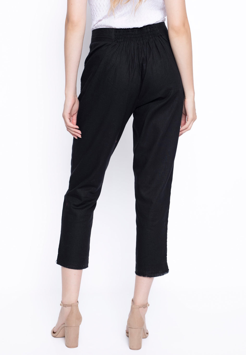 KADOU BOUTIQUE Eyelet Pull-On Straight Leg Pants by Picadilly — back view