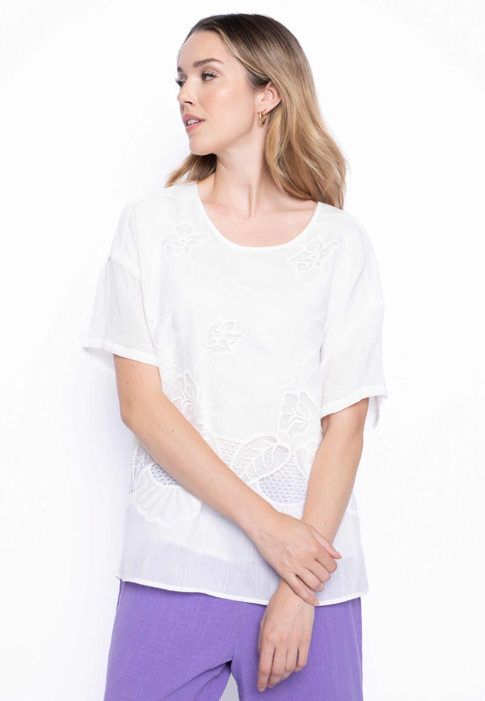 KADOU BOUTIQUE Embroidered Flowy Blouse — main product shot